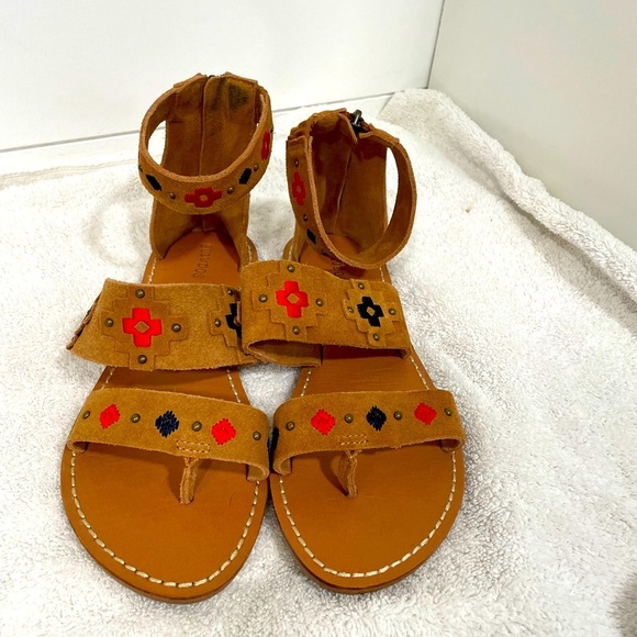 Soludos Embroidered Strappy Sandals in  Brown Suede - size 7 - Picture 2 of 7